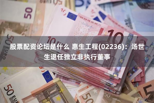 股票配资论坛是什么 惠生工程(02236)：汤世生退任独立非执行董事